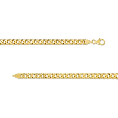 Men's 5.6mm Diamond-Cut Cuban Curb Chain Necklace in Hollow 14K Gold - 22"