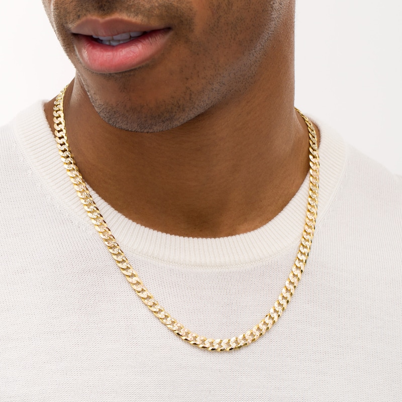 Men's 7.0mm Diamond-Cut Curb Chain Necklace in Solid 14K Tri-Tone Gold - 22"