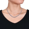 Thumbnail Image 2 of 4.0mm Lab-Created Blue and White Sapphire Alternating Tennis Necklace in Sterling Silver - 17&quot;