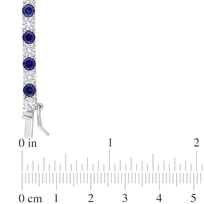 4.0mm Lab-Created Blue and White Sapphire Alternating Tennis Necklace in Sterling Silver - 17"