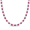 Thumbnail Image 0 of 4.0mm Lab-Created Ruby and White Sapphire Alternating Tennis Necklace in Sterling Silver - 17"