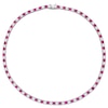 Thumbnail Image 2 of 4.0mm Lab-Created Ruby and White Sapphire Alternating Tennis Necklace in Sterling Silver - 17"