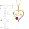 Thumbnail Image 2 of 4.0mm Heart-Shaped Lab-Created Ruby and Diamond Accent "MOM" Heart Pendant in 10K Gold