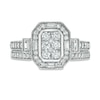 0.69 CT. T.W. Composite Diamond Elongated Octagonal Frame Vintage-Style Bridal Set in 10K Gold