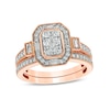 0.69 CT. T.W. Composite Diamond Elongated Octagonal Frame Vintage-Style Bridal Set in 10K Rose Gold