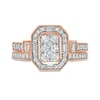 0.69 CT. T.W. Composite Diamond Elongated Octagonal Frame Vintage-Style Bridal Set in 10K Rose Gold