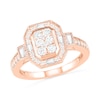 0.69 CT. T.W. Composite Diamond Elongated Octagonal Frame Vintage-Style Bridal Set in 10K Rose Gold