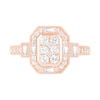 0.69 CT. T.W. Composite Diamond Elongated Octagonal Frame Vintage-Style Bridal Set in 10K Rose Gold