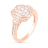 0.69 CT. T.W. Composite Diamond Elongated Octagonal Frame Vintage-Style Bridal Set in 10K Rose Gold