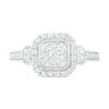 Thumbnail Image 4 of 0.69 CT. T.W. Composite Cushion Diamond Frame Vintage-Style Bridal Set in 10K White Gold