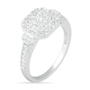 Thumbnail Image 5 of 0.69 CT. T.W. Composite Cushion Diamond Frame Vintage-Style Bridal Set in 10K White Gold