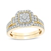 Thumbnail Image 1 of 0.69 CT. T.W. Composite Cushion Diamond Frame Vintage-Style Bridal Set in 10K Gold