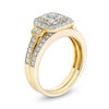 Thumbnail Image 3 of 0.69 CT. T.W. Composite Cushion Diamond Frame Vintage-Style Bridal Set in 10K Gold