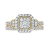 Thumbnail Image 4 of 0.69 CT. T.W. Composite Cushion Diamond Frame Vintage-Style Bridal Set in 10K Gold