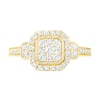 Thumbnail Image 5 of 0.69 CT. T.W. Composite Cushion Diamond Frame Vintage-Style Bridal Set in 10K Gold