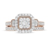 Thumbnail Image 3 of 0.69 CT. T.W. Composite Cushion Diamond Frame Vintage-Style Bridal Set in 10K Rose Gold