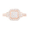 Thumbnail Image 4 of 0.69 CT. T.W. Composite Cushion Diamond Frame Vintage-Style Bridal Set in 10K Rose Gold