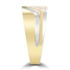 Thumbnail Image 2 of Men's 0.50 CT. T.W. Diamond Triple Row Slant Grooved Shank Ring in 10K Two-Tone Gold