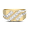 Men's 0.50 CT. T.W. Diamond Triple Row Slant Grooved Shank Ring in 10K Two-Tone Gold