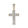 Men's 0.24 CT. T.W. Diamond Layered Stepped Edge Cross Necklace Charm in 10K Gold