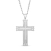 Men's 0.15 CT. T.W. Diamond Industrial Border Cross Pendant in Stainless Steel - 24"