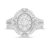 0.95 CT. T.W. Composite Oval Diamond Split Shank Vintage-Style Bridal Set in 10K Gold