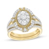 Thumbnail Image 1 of 0.95 CT. T.W. Composite Oval Diamond Split Shank Vintage-Style Bridal Set in 10K Gold