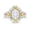 Thumbnail Image 3 of 0.95 CT. T.W. Composite Oval Diamond Split Shank Vintage-Style Bridal Set in 10K Gold