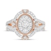 0.95 CT. T.W. Composite Oval Diamond Split Shank Vintage-Style Bridal Set in 10K Rose Gold