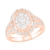 0.95 CT. T.W. Composite Oval Diamond Split Shank Vintage-Style Bridal Set in 10K Rose Gold