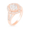 0.95 CT. T.W. Composite Oval Diamond Split Shank Vintage-Style Bridal Set in 10K Rose Gold