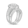 Thumbnail Image 2 of 1.29 CT. T.W. Composite Oval Diamond Frame Vintage-Style Multi-Row Bridal Set in 10K White Gold