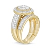 Thumbnail Image 2 of 1.29 CT. T.W. Composite Oval Diamond Frame Vintage-Style Multi-Row Bridal Set in 10K Gold