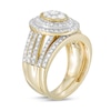 Thumbnail Image 3 of 1.23 CT. T.W. Composite Oval Diamond Double Frame Vintage-Style Multi-Row Bridal Set in 10K Gold