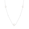 5.0-6.0mm Freshwater Cultured Pearl and White Lab-Created Sapphire Alternating Station Necklace in Sterling Silver