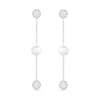 Thumbnail Image 0 of 6.0mm Freshwater Cultured Pearl and White Lab-Created Sapphire Cluster Linear Triple Drop Earrings in Sterling Silver