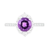 Thumbnail Image 1 of 7.0mm Amethyst and White Lab-Created Sapphire Ornate Frame Ring in Sterling Silver