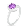 Thumbnail Image 2 of 7.0mm Amethyst and White Lab-Created Sapphire Ornate Frame Ring in Sterling Silver