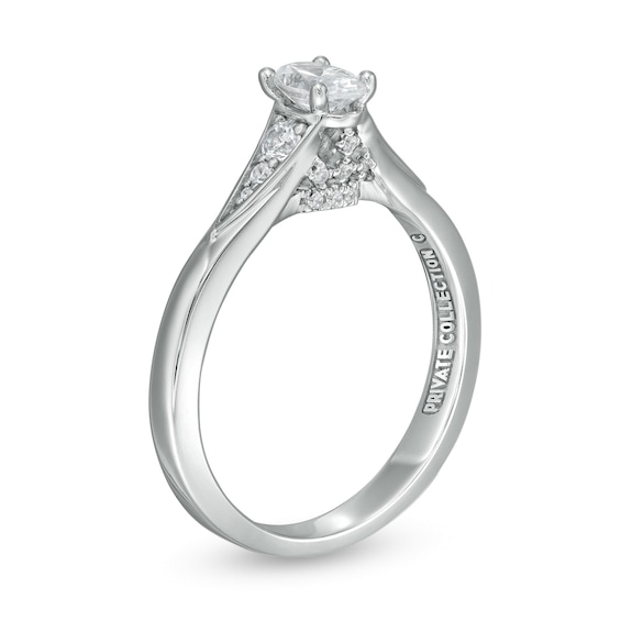 Peoples Private Collection 0.50 CT. T.W. Certified Oval Diamond Split Shank Engagement Ring in 14K White Gold (F/SI2)