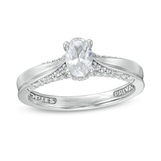 Peoples Private Collection 0.75 CT. T.W. Certified Oval Diamond Engagement Ring in 14K White Gold (F/SI2)