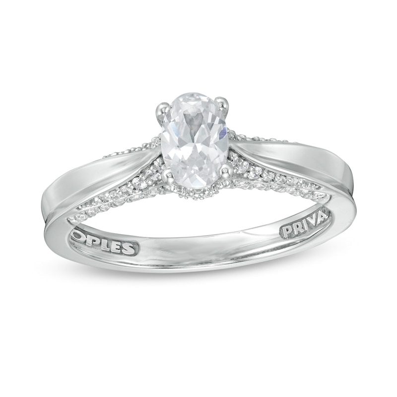 Peoples Private Collection 0.75 CT. T.W. Certified Oval Diamond Engagement Ring in 14K White Gold (F/SI2)|Peoples Jewellers