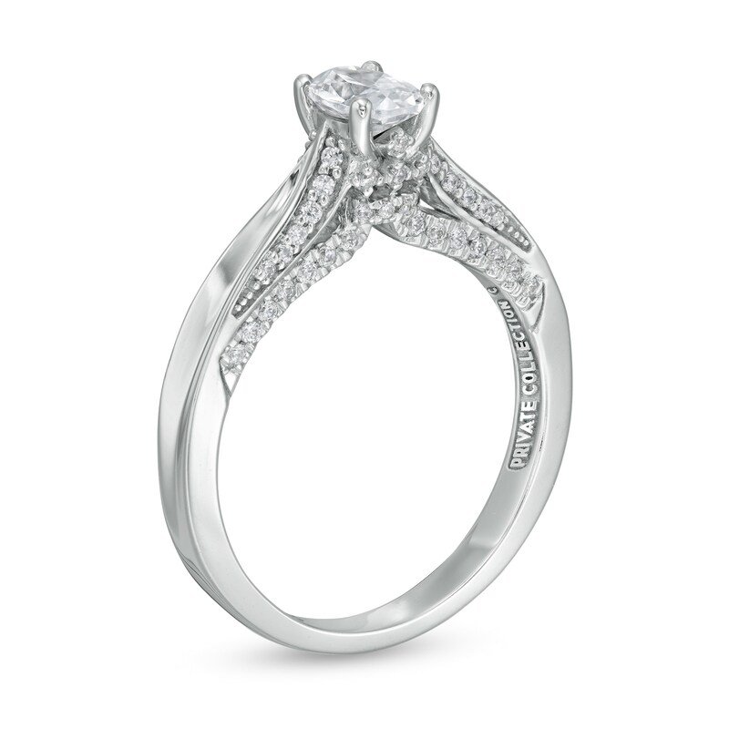 Main Image 3 of Peoples Private Collection 0.75 CT. T.W. Certified Oval Diamond Engagement Ring in 14K White Gold (F/SI2)