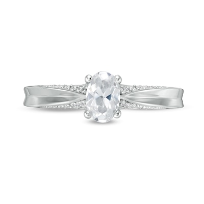 Peoples Private Collection 0.75 CT. T.W. Certified Oval Diamond Engagement Ring in 14K White Gold (F/SI2)