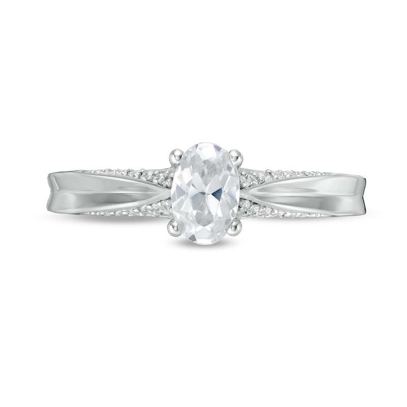 Main Image 4 of Peoples Private Collection 0.75 CT. T.W. Certified Oval Diamond Engagement Ring in 14K White Gold (F/SI2)