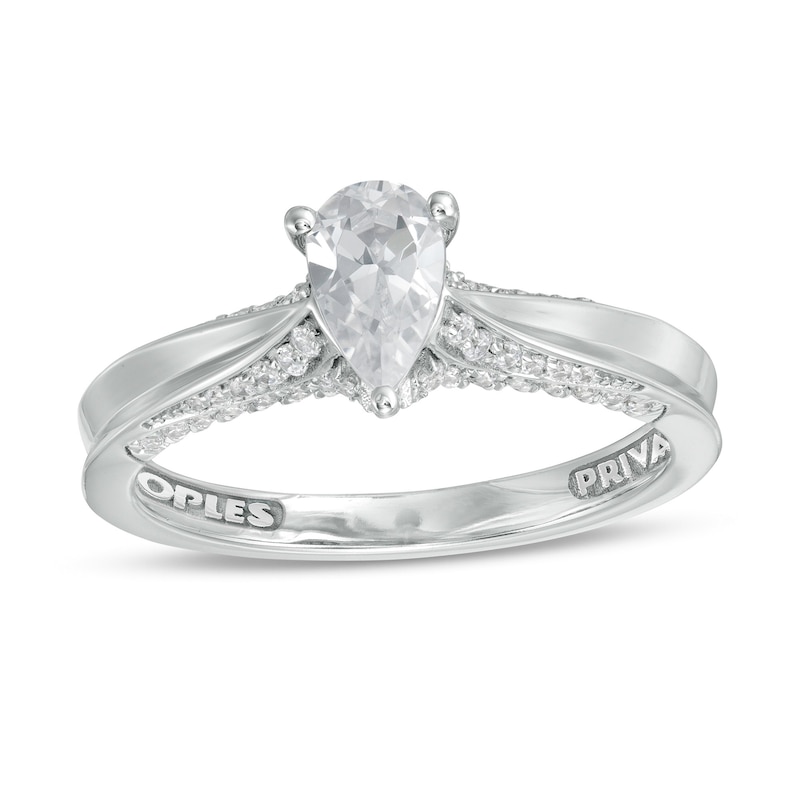 Main Image 1 of Peoples Private Collection 0.75 CT. T.W. Certified Pear-Shaped Diamond Engagement Ring in 14K White Gold (F/SI2)