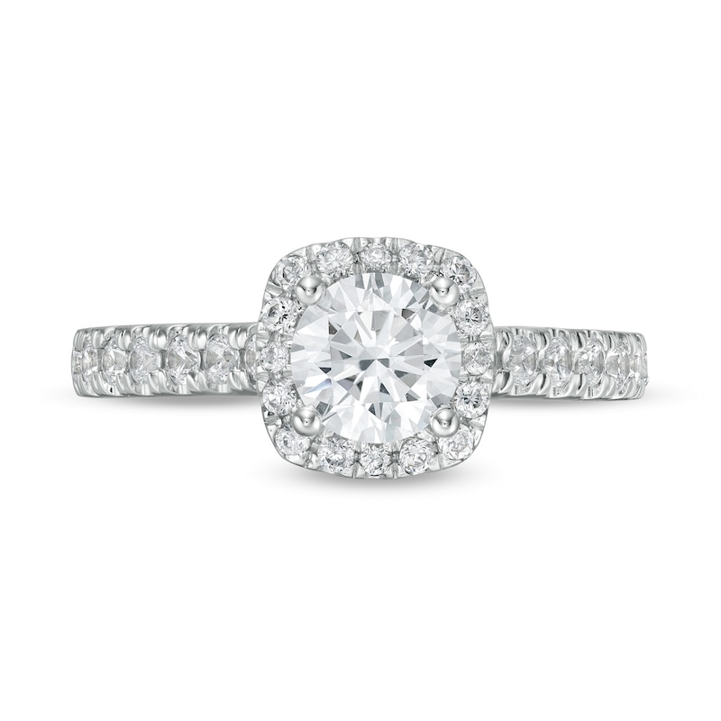 Peoples Private Collection 1.50 CT. T.W. Certified Diamond Cushion Frame Engagement Ring in 14K White Gold (F/I1)