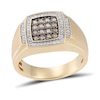 Men's 0.50 CT. T.W. Champagne and White Composite Diamond Cushion Frame Collar Ring in 10K Gold