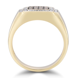 Men's 0.50 CT. T.W. Champagne and White Composite Diamond Cushion Frame Collar Ring in 10K Gold