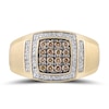 Men's 0.50 CT. T.W. Champagne and White Composite Diamond Cushion Frame Collar Ring in 10K Gold