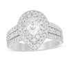 1.75 CT. T.W. Certified Lab-Created Pear-Shaped Diamond Double Frame Multi-Row Engagement Ring in 14K White Gold (F/SI2)